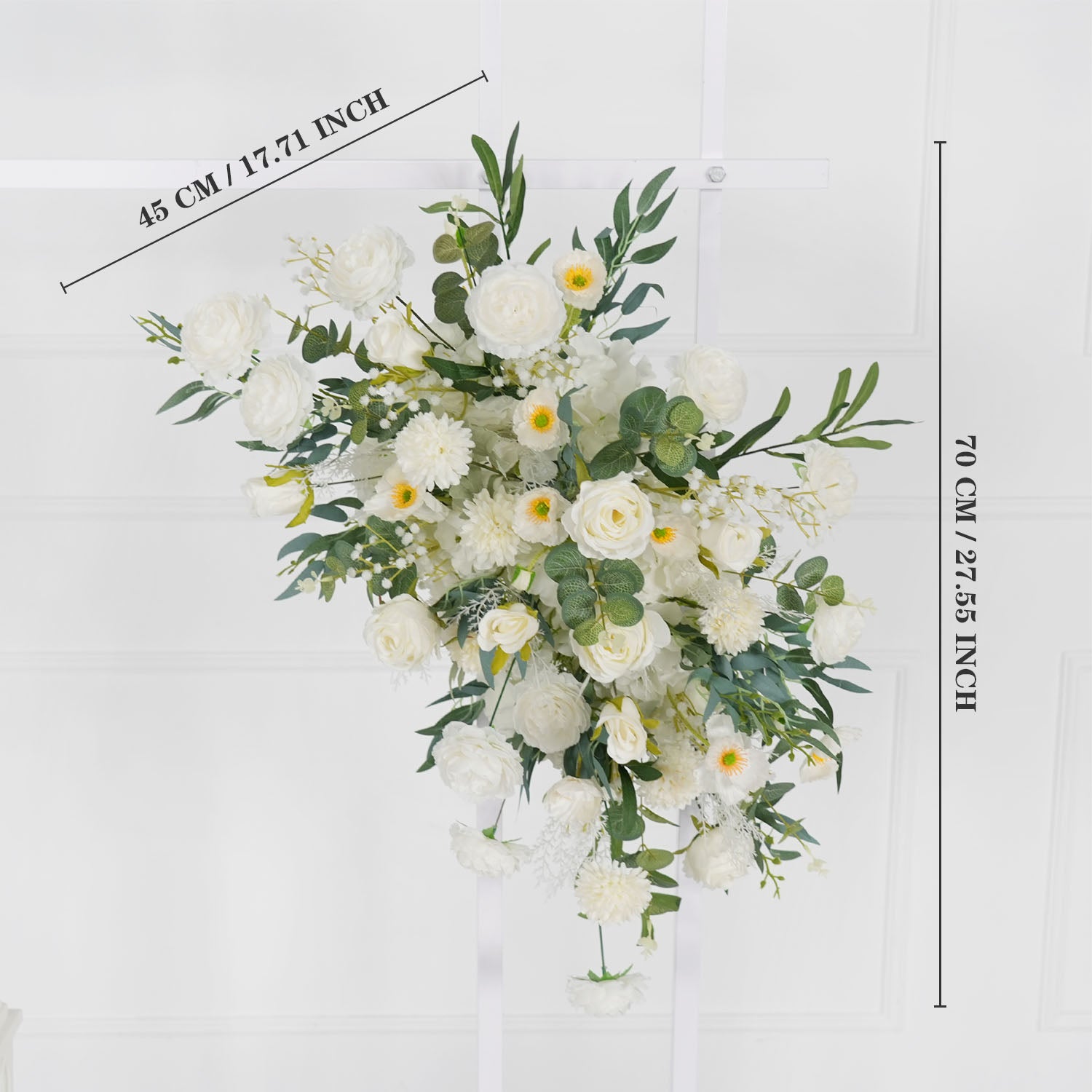 Artificial White Green Wedding KT Backdrop Flower Row Decor
